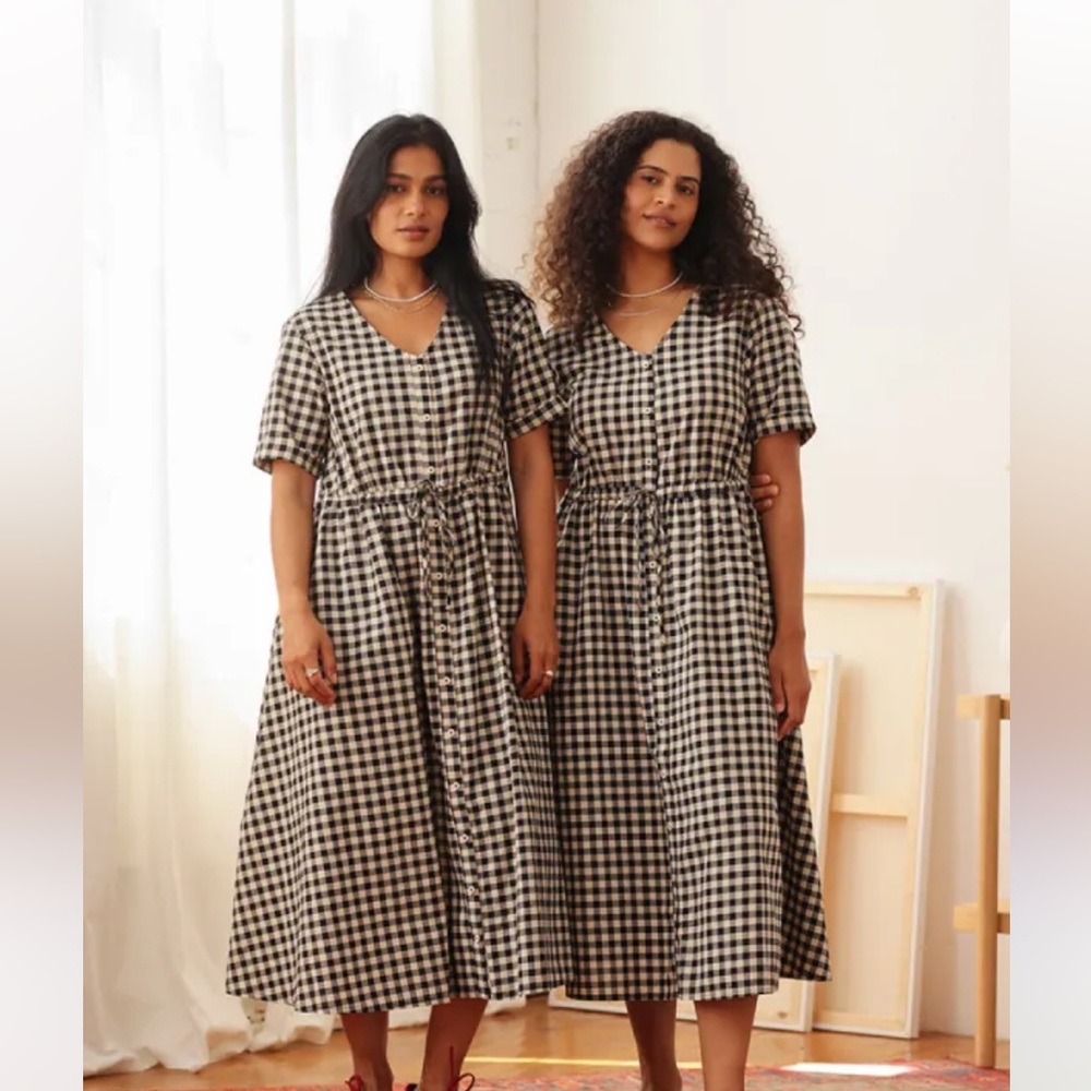 Tradlands Nell midi dress in black gingham